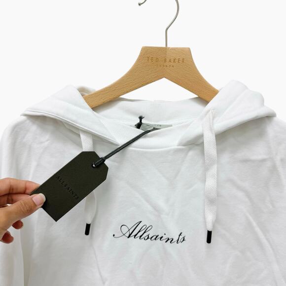 NWT AllSaints Vita Etie Hoodie Sweatshirt Oversized White Women’s Size Small - Picture 5 of 8
